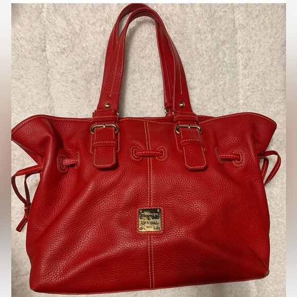 Dooney & Bourke draw string red Handbag- Preloved - Picture 2 of 11